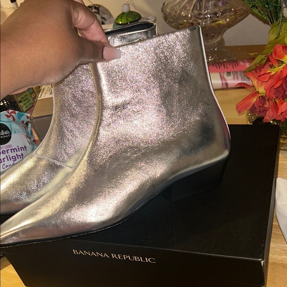 Banana Republic Metallic Silver Ankle Booties - Picture 3 of 3